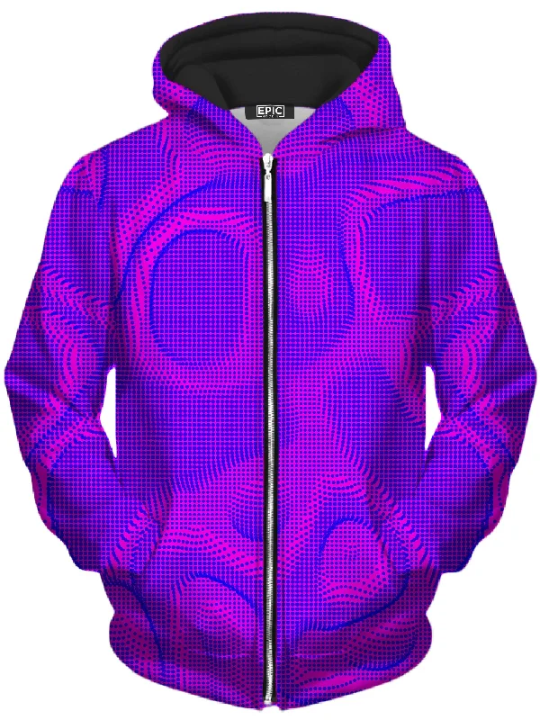 Wild Berry Halftone Unisex Zip-Up Hoodie